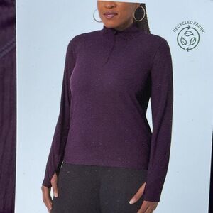 Mondetta Women's XXL Active Ribbed 1/2 Zip Top Purple e0207